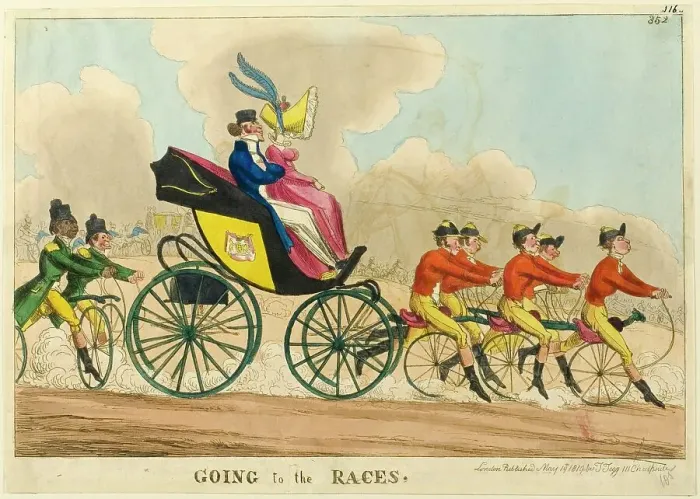 Framed Print : Going to the Races, published May 14, 1819. Creator: William Heath Framed Print : Going to the Races, published May 14, 1819. Creator: William Heath