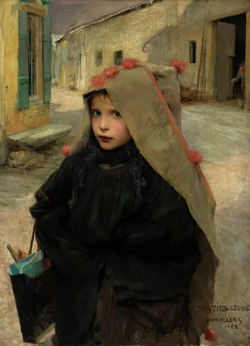 Framed Print : Going to School, 1882. Creator: Jules Bastien-Lepage Framed Print : Going to School, 1882. Creator: Jules Bastien-Lepage