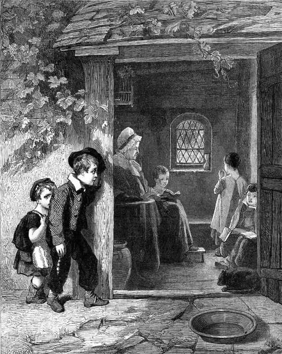Framed Print : Going To School, by T. Webster, R.A. in the National Gallery... South Kensington, 1864. Creator: W Thomas Framed Print : Going To School, by T. Webster, R.A. in the National Gallery... South Kensington, 1864. Creator: W Thomas