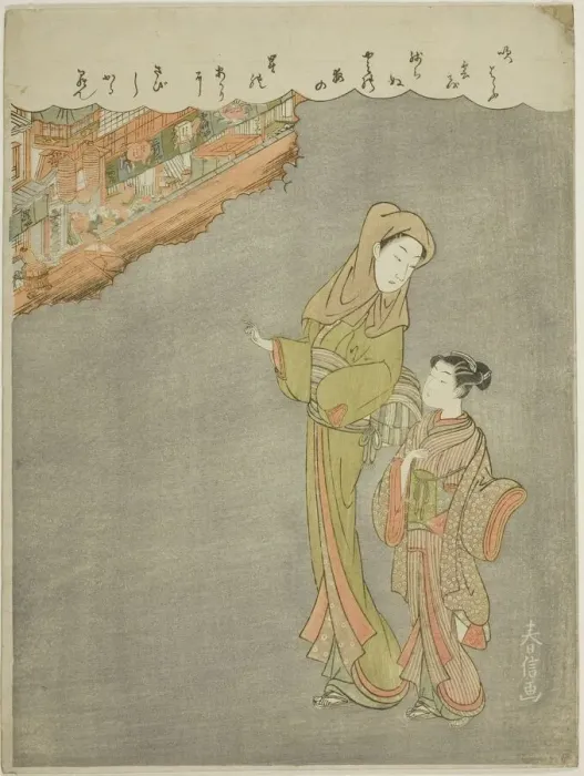 Framed Print : Going to the Theater, c. 1770 / 71. Creator: Suzuki Harunobu Framed Print : Going to the Theater, c. 1770 / 71. Creator: Suzuki Harunobu