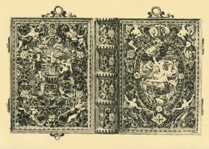 Framed Print : Gold book cover, 19th century, (1881). Creator: John Watkins Framed Print : Gold book cover, 19th century, (1881). Creator: John Watkins