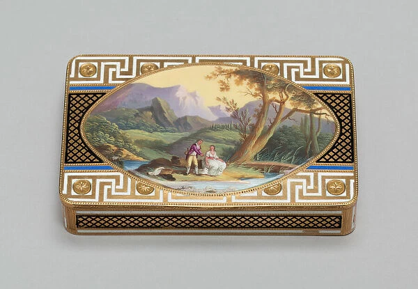 Gold Box with a Scene of Two Figures in a Landscape, Switzerland, c. 1800  /  10