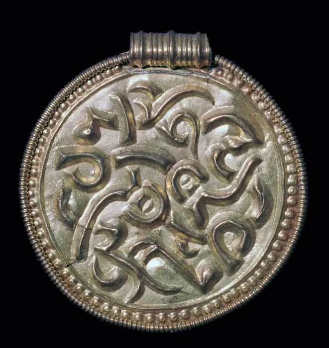 Framed Print : Gold bracteate from a fifth century Norwegian hoard, 6th century Framed Print : Gold bracteate from a fifth century Norwegian hoard, 6th century