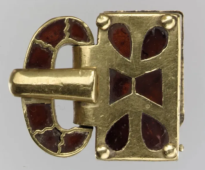 Framed Print : Gold Buckle with Garnets, Germanic, 400-500. Creator: Unknown Framed Print : Gold Buckle with Garnets, Germanic, 400-500. Creator: Unknown