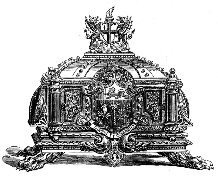 Framed Print : Gold casket presented to Sir Albert Sassoon, 1873. Creator: Unknown Framed Print : Gold casket presented to Sir Albert Sassoon, 1873. Creator: Unknown