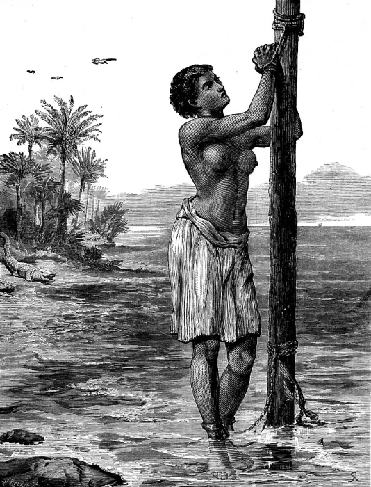 Framed Print : The Gold Coast and Ashantee War: a girl sacrificed to Ju-Ju, 1873. Creator: W Hollidge Framed Print : The Gold Coast and Ashantee War: a girl sacrificed to Ju-Ju, 1873. Creator: W Hollidge