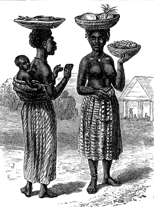 Framed Print : The Gold Coast and Ashantee War: women at market, Cape Coast Castle, 1873. Creator: Unknown Framed Print : The Gold Coast and Ashantee War: women at market, Cape Coast Castle, 1873. Creator: Unknown