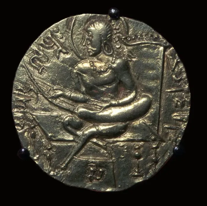 Framed Print : Gold coin of King Samudra Gupta, 4th century Framed Print : Gold coin of King Samudra Gupta, 4th century