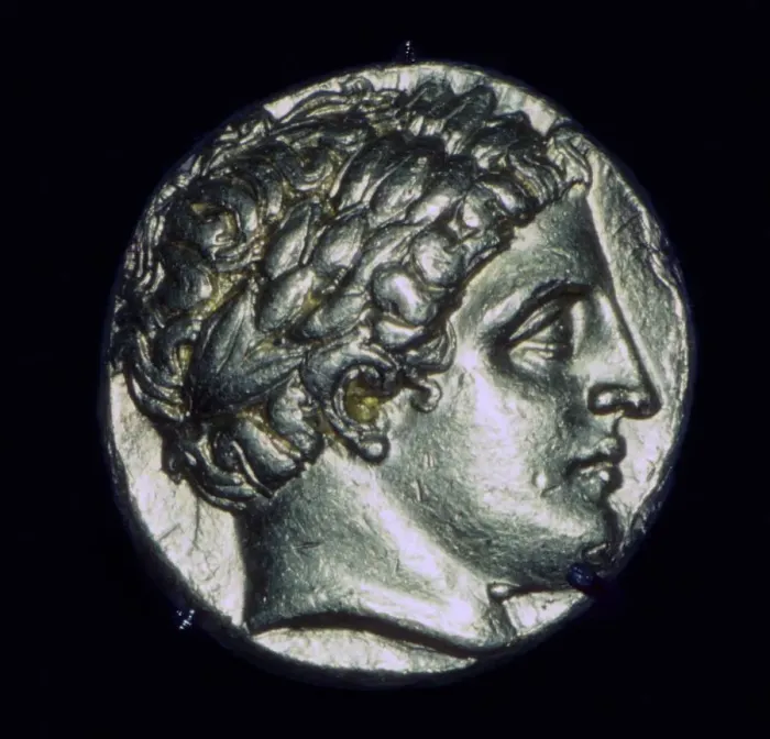 Framed Print : Gold coin of Phillip II of Macedonia, 4th century BC Framed Print : Gold coin of Phillip II of Macedonia, 4th century BC