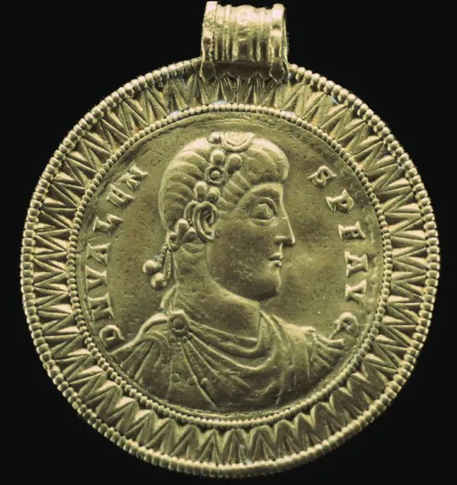 Framed Print : Gold medal of the Roman emperor Valens Framed Print : Gold medal of the Roman emperor Valens