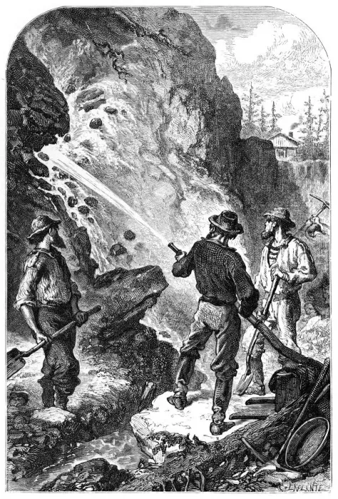 Framed Print : Gold mining, California, USA, c1868 Framed Print : Gold mining, California, USA, c1868