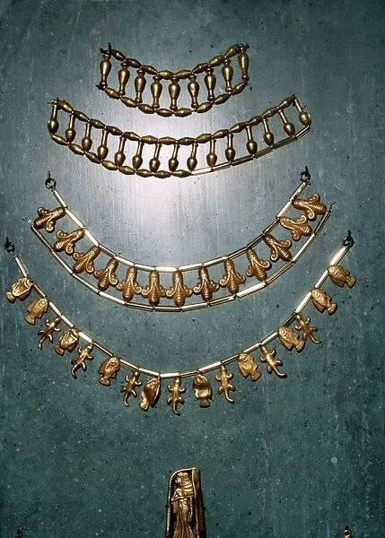 Gold necklaces and bracelets, Ancient Egyptian, 1st millennium BC