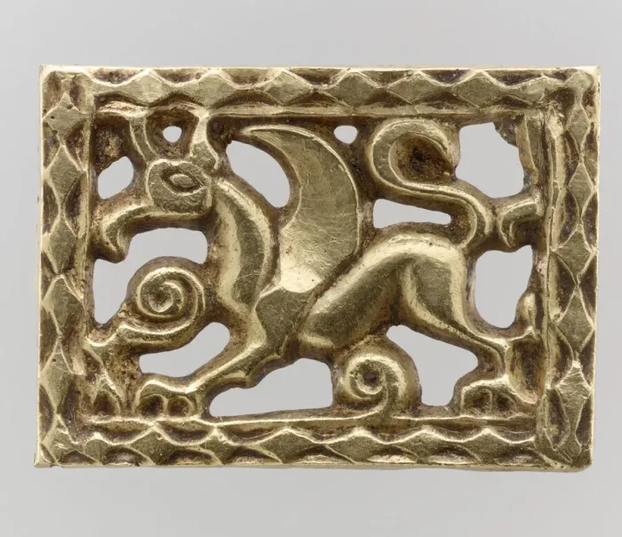 Framed Print : Gold Openwork Belt Mount, Avar, 700s. Creator: Unknown Framed Print : Gold Openwork Belt Mount, Avar, 700s. Creator: Unknown