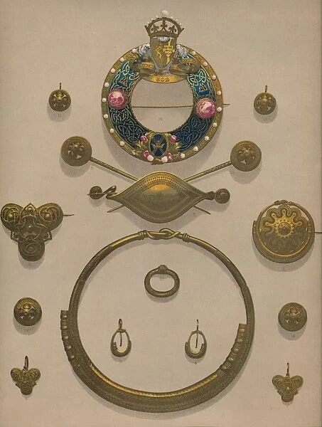Gold Ornaments and Brooch, 1863. Artist: Robert Dudley