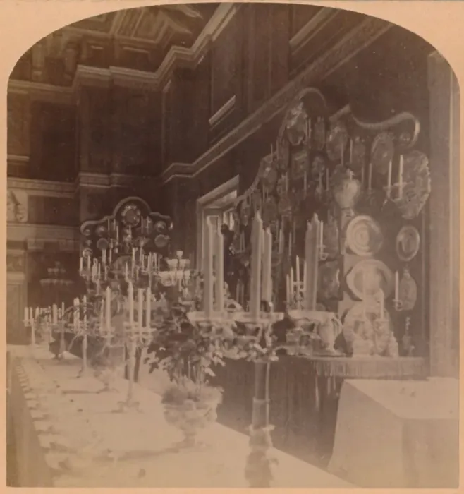 Framed Print : Gold Plate used by the Royal Family, Supper Room, Windsor Castle, England, 1900 Framed Print : Gold Plate used by the Royal Family, Supper Room, Windsor Castle, England, 1900