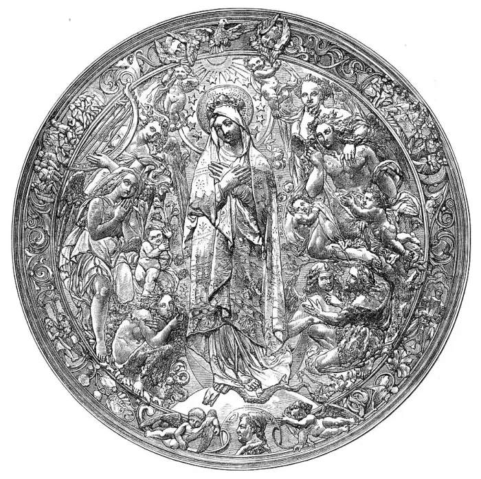 Framed Print : Gold repoussé medallion, by A. Vechte, 1869. Creator: Unknown