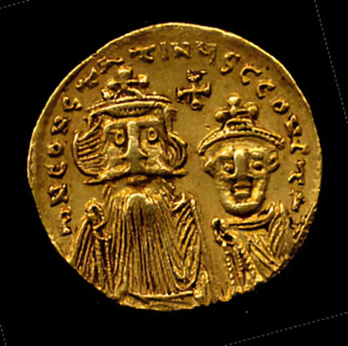 Framed Print : Gold Solidus of Constans II (641-68), Early Byzantine, 654-659. Creator: Unknown Framed Print : Gold Solidus of Constans II (641-68), Early Byzantine, 654-659. Creator: Unknown