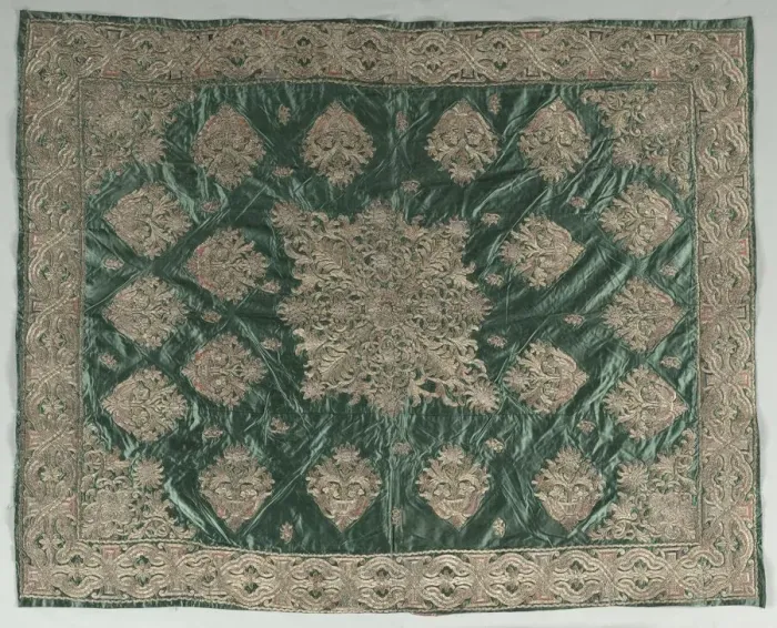 Framed Print : Gold-Thread Embroidered Cover, 1800s. Creator: Unknown Framed Print : Gold-Thread Embroidered Cover, 1800s. Creator: Unknown