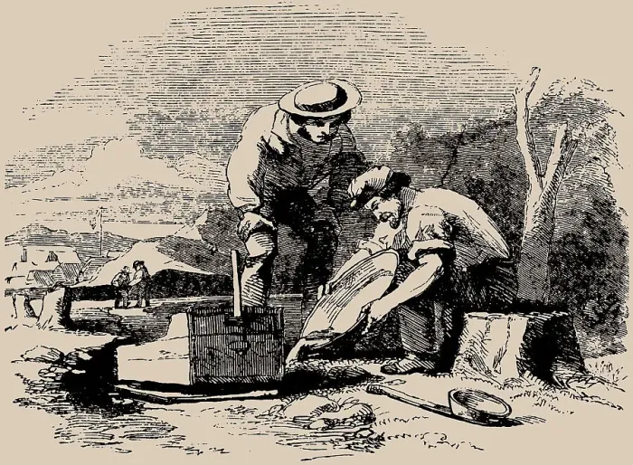 Framed Print : Gold Washing in Australia, 1853. Creator: Anonymous Framed Print : Gold Washing in Australia, 1853. Creator: Anonymous