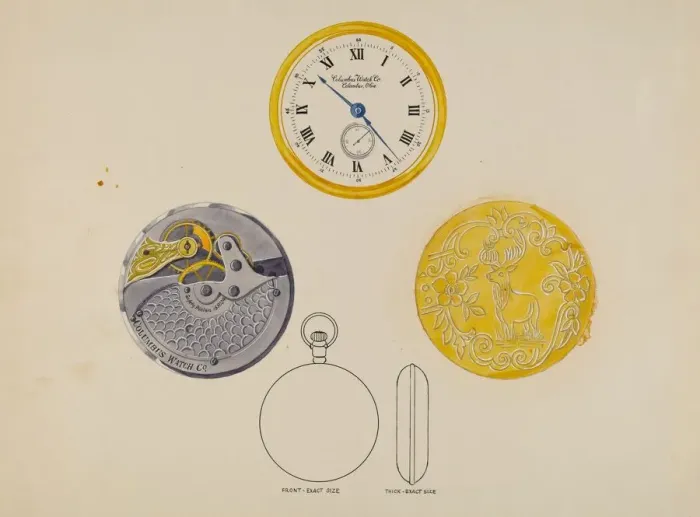 Framed Print : Gold Watch with Frame and Case, c. 1936. Creator: Harry G Aberdeen Framed Print : Gold Watch with Frame and Case, c. 1936. Creator: Harry G Aberdeen