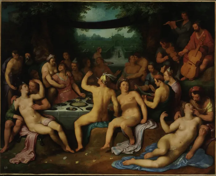 Framed Print : The Golden Age (Bacchanal) or The Garden of Love, 1614. Creator: Haarlem, Cornelis Cornelisz. van (1562-1638) Framed Print : The Golden Age (Bacchanal) or The Garden of Love, 1614. Creator: Haarlem, Cornelis Cornelisz. van (1562-1638)