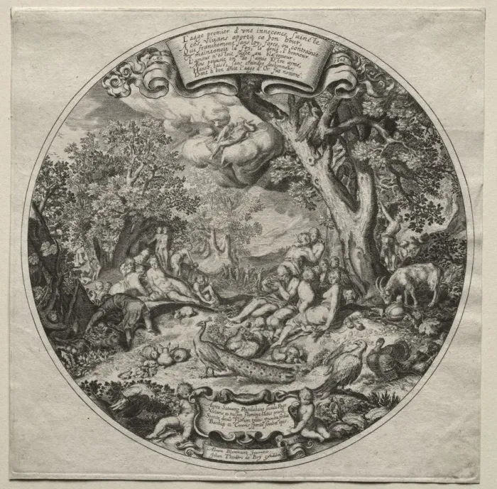 Framed Print : The Golden Age. Creator: Theodor de Bry (Flemish, 1528-1598) Framed Print : The Golden Age. Creator: Theodor de Bry (Flemish, 1528-1598)