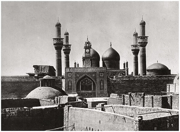 The golden domes and minarets of the al-Kadhimiya Mosque, Baghdad, Iraq, 1925. Artist: A Kerim