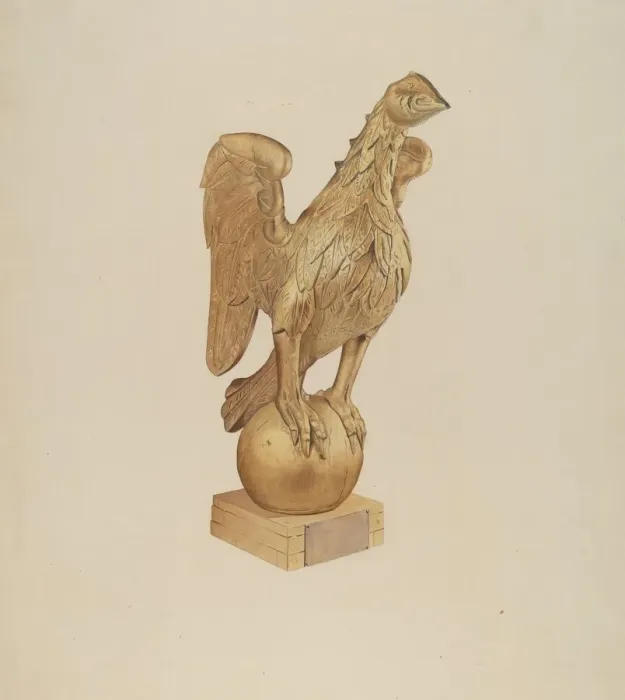 Framed Print : Golden Eagle Gatepost, c. 1938. Creator: Henry Murphy Framed Print : Golden Eagle Gatepost, c. 1938. Creator: Henry Murphy