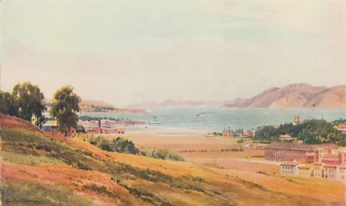 Framed Print : The Golden Gate, 1916. Artist: Harold Sutton Palmer Framed Print : The Golden Gate, 1916. Artist: Harold Sutton Palmer