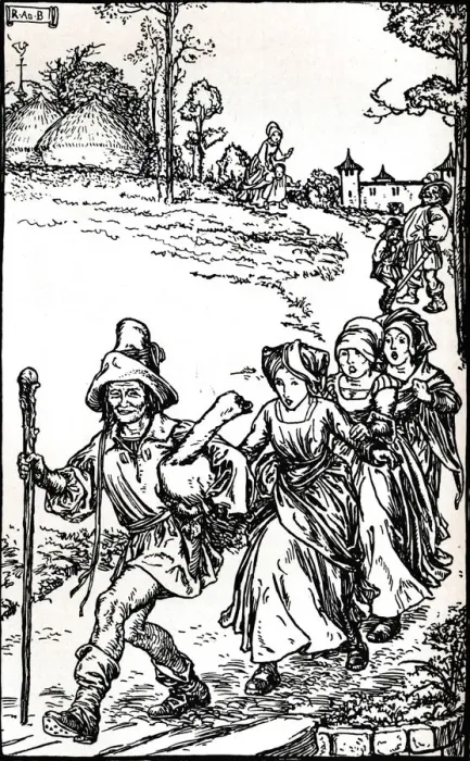 Framed Print : The Golden Goose from Grimms Household Tales, c1900 (1901-1902). Artist: Robert Anning Bell Framed Print : The Golden Goose from Grimms Household Tales, c1900 (1901-1902). Artist: Robert Anning Bell