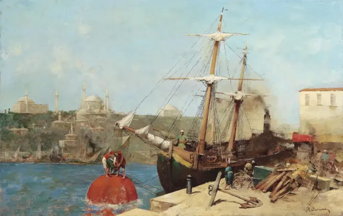 Framed Print : The Golden Horn, 1876. Artist: Pasini, Alberto (1826-1899) Framed Print : The Golden Horn, 1876. Artist: Pasini, Alberto (1826-1899)