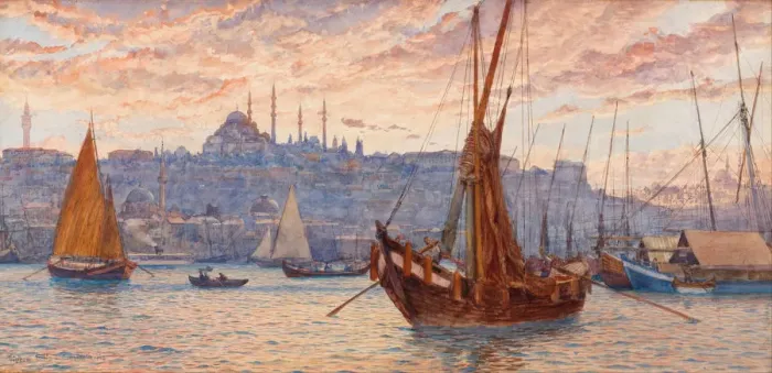 Framed Print : The Golden Horn, Second Half of the 19th cen Artist: Ellis, Tristram James (1844-1922) Framed Print : The Golden Horn, Second Half of the 19th cen Artist: Ellis, Tristram James (1844-1922)