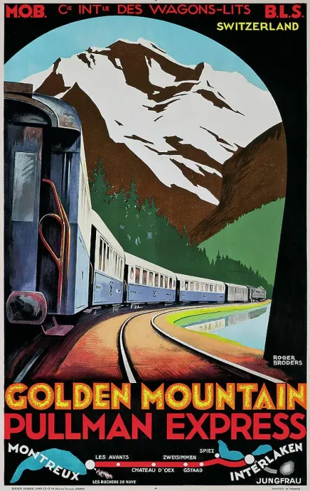 Framed Print : Golden Mountain, Pullman Express (Poster), c. 1930. Creator: Broders, Roger (1883-1953) Framed Print : Golden Mountain, Pullman Express (Poster), c. 1930. Creator: Broders, Roger (1883-1953)