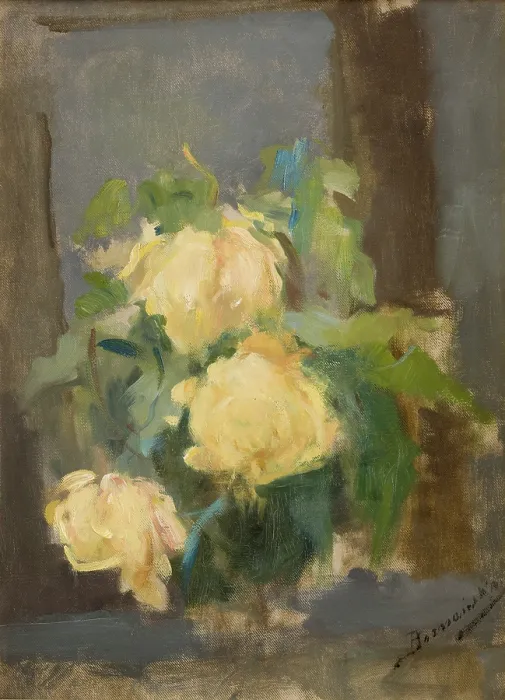 Framed Print : Golden Roses, 1896. Creator: Olga Boznanska Framed Print : Golden Roses, 1896. Creator: Olga Boznanska