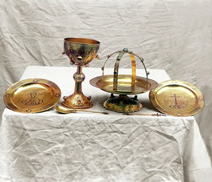 Framed Print : Golden vessels in the vestry of the Ipatievsky Monastery, Kostroma, 1911. Creator: Sergey Mikhaylovich Prokudin-Gorsky Framed Print : Golden vessels in the vestry of the Ipatievsky Monastery, Kostroma, 1911. Creator: Sergey Mikhaylovich Prokudin-Gorsky