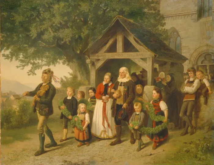 Framed Print : The Golden Wedding, 1857. Artist: Salentin (1822-1910) Framed Print : The Golden Wedding, 1857. Artist: Salentin (1822-1910)