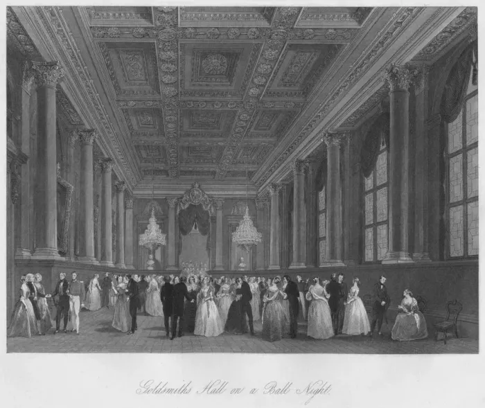 Framed Print : Goldsmiths Hall on a Ball Night, c1841. Artist: Henry Melville Framed Print : Goldsmiths Hall on a Ball Night, c1841. Artist: Henry Melville