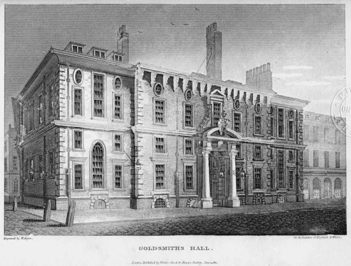 Framed Print : Goldsmiths Hall, City of London, 1877. Artist: W Angus Framed Print : Goldsmiths Hall, City of London, 1877. Artist: W Angus