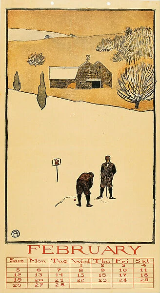 Golf Calendar. February. Artist: Penfield, Edward (1866-1925)