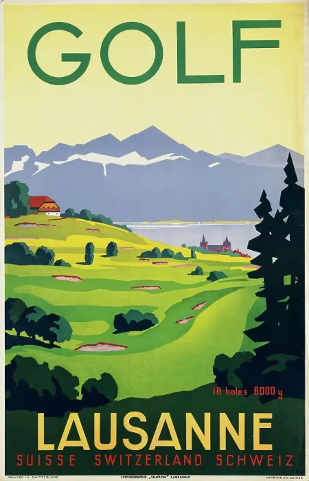 Framed Print : Golf. Lausanne, 1936. Creator: Bovard, Fortuné (1875-1947) Framed Print : Golf. Lausanne, 1936. Creator: Bovard, Fortuné (1875-1947)