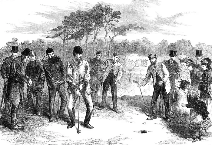 Framed Print : Golf-match on Blackheath, 1870. Creator: Unknown Framed Print : Golf-match on Blackheath, 1870. Creator: Unknown