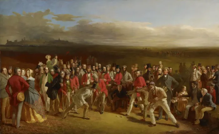 Framed Print : The Golfers, 1847. Artist: Lees, Charles (1800-1880) Framed Print : The Golfers, 1847. Artist: Lees, Charles (1800-1880)