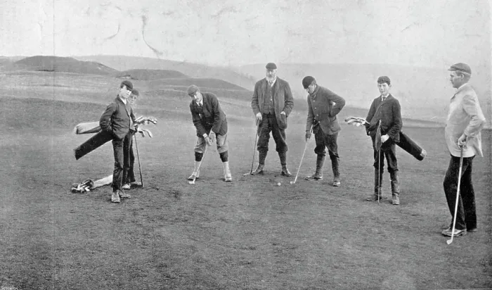 Framed Print : Golfers at The Winchester Golf Links, 1896. Creator: RW Thomas Framed Print : Golfers at The Winchester Golf Links, 1896. Creator: RW Thomas