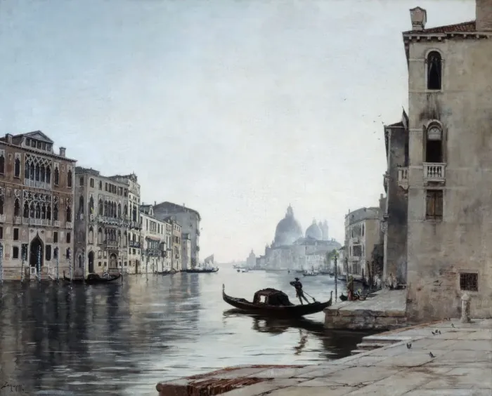 Framed Print : Gondola on the Grand Canal, 1892. Artist: Emmanuel Lansyer Framed Print : Gondola on the Grand Canal, 1892. Artist: Emmanuel Lansyer