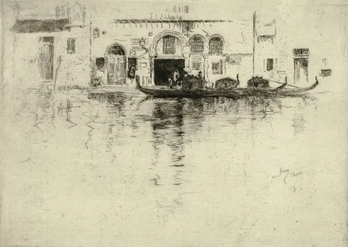 Framed Print : Gondolas and Venetian Palace, c. 1880. Creator: Robert Frederick Blum Framed Print : Gondolas and Venetian Palace, c. 1880. Creator: Robert Frederick Blum