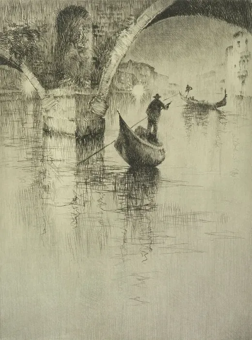 Framed Print : The gondolier, c.1928. Creator: Sydney Mackenzie Litten Framed Print : The gondolier, c.1928. Creator: Sydney Mackenzie Litten