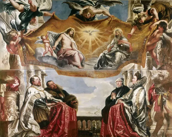 Framed Print : The Gonzaga Family in Adoration of the Holy Trinity, 1604-1605. Creator: Rubens, Pieter Paul Framed Print : The Gonzaga Family in Adoration of the Holy Trinity, 1604-1605. Creator: Rubens, Pieter Paul