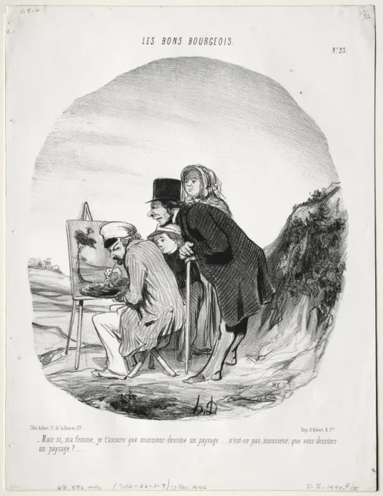 Framed Print : The Good Bourgeois, Plate 23: But yes, my dear, I assure you that this gentleman is drawing Framed Print : The Good Bourgeois, Plate 23: But yes, my dear, I assure you that this gentleman is drawing