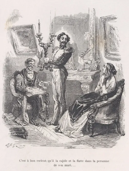Framed Print : It is good that he coaxes and flatters her in front of her husband Framed Print : It is good that he coaxes and flatters her in front of her husband