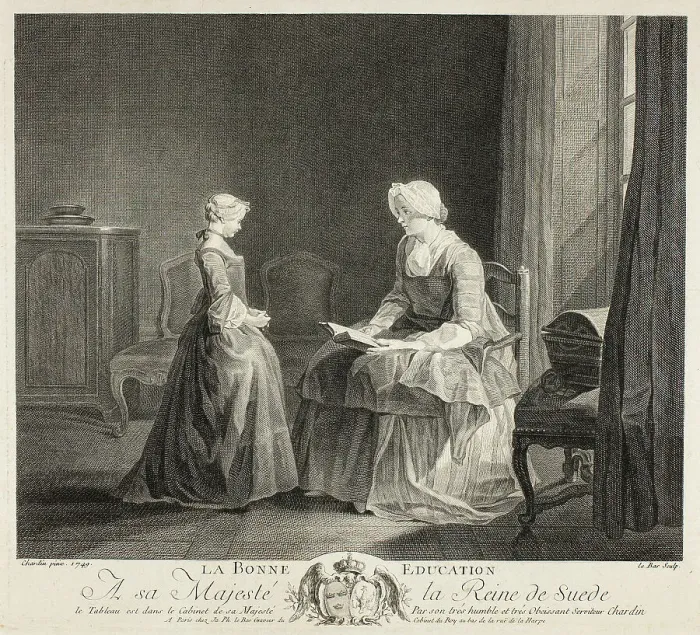 Framed Print : The Good Education, 1749. Creator: Jacques Philippe Le Bas Framed Print : The Good Education, 1749. Creator: Jacques Philippe Le Bas